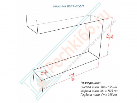 Встраиваемый биокамин Lux Fire Торцевой 1155 М