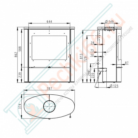 Печь-камин Navia камень (Romotop)