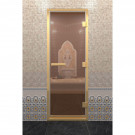 Стеклянная дверь для хамама в золотом профиле, бронза 200х80 (по коробке) (DoorWood)